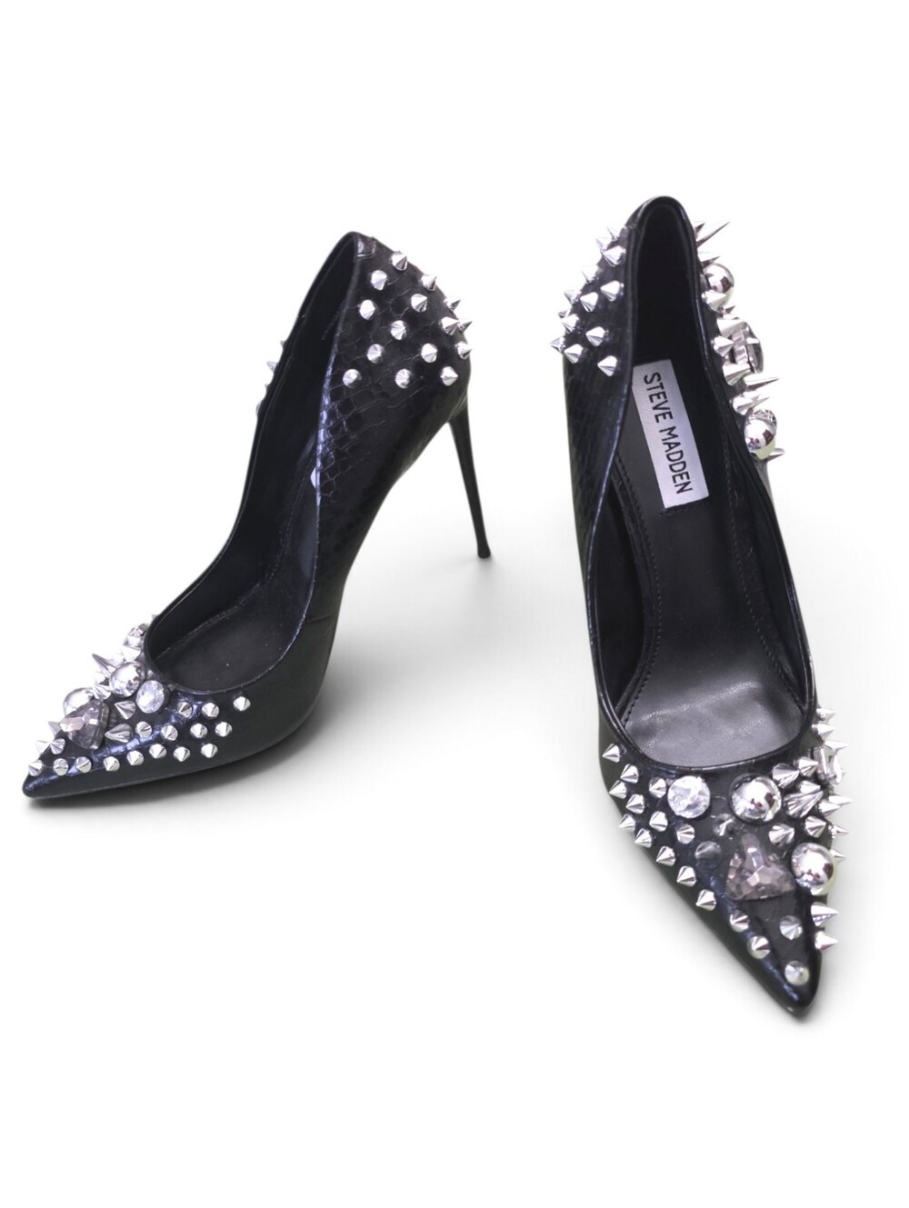 NEW Seve Madden Black Veronicka Silver Studded Pointed Toe Pump 7.5 - Picture 8 of 10